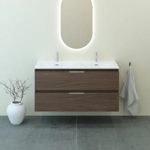 Meuble double vasque salle de bain 120cm, Noyer tabac, TEMPO