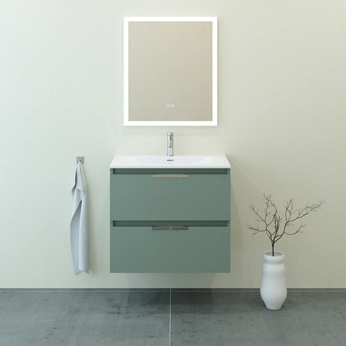 Meuble vasque salle de bain 70cm, Amande Mat, TEMPO