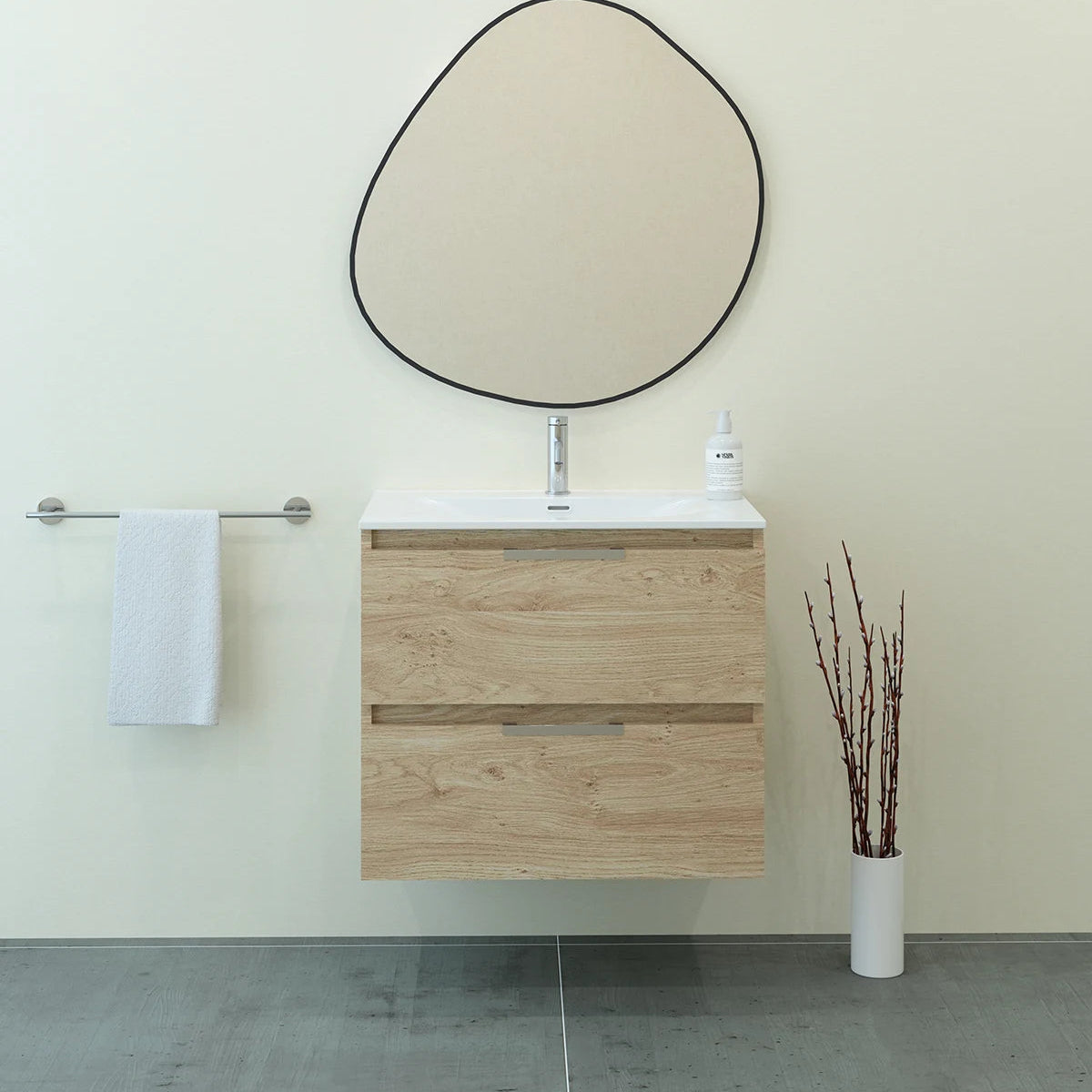 Meuble vasque salle de bain 70cm, Chêne Sanremo, TEMPO