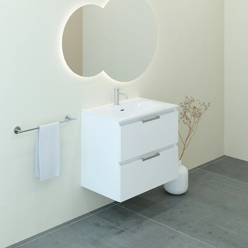Meuble vasque salle de bain 70cm, Blanc Brillant, TEMPO