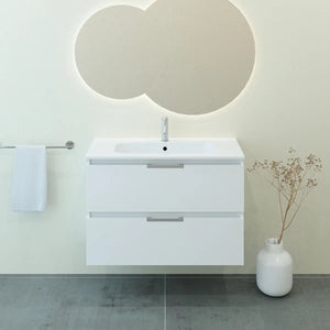 Meuble vasque salle de bain 90cm, Blanc Brillant, TEMPO