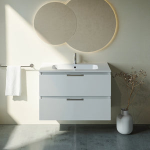 Meuble vasque salle de bain 90cm, Blanc Brillant, TEMPO