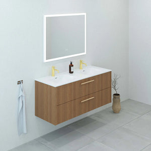 Meuble de salle de bain strié, 120 cm, Chêne noisette, SILLAGE