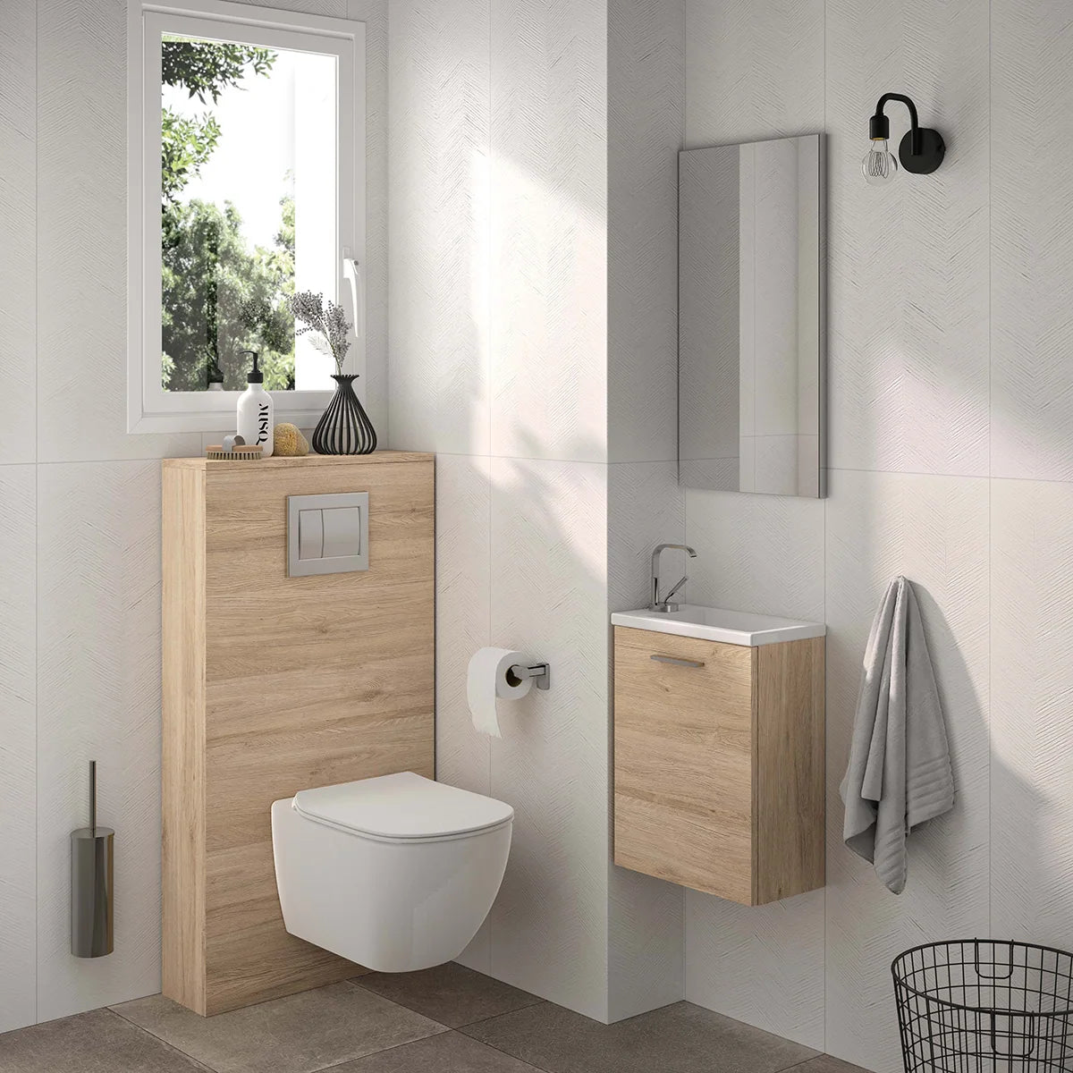 Meuble Lave-mains 40 cm, Chêne Sanremo, ILEA