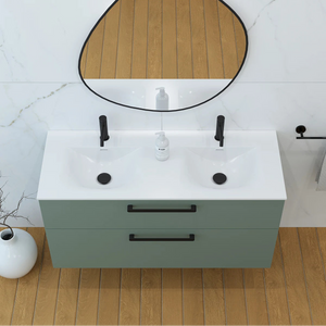 Meuble double vasque salle de bain 120cm,  Amande Mat, ZENO