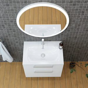 Meuble vasque salle de bain 70cm, Blanc brillant, ZENO