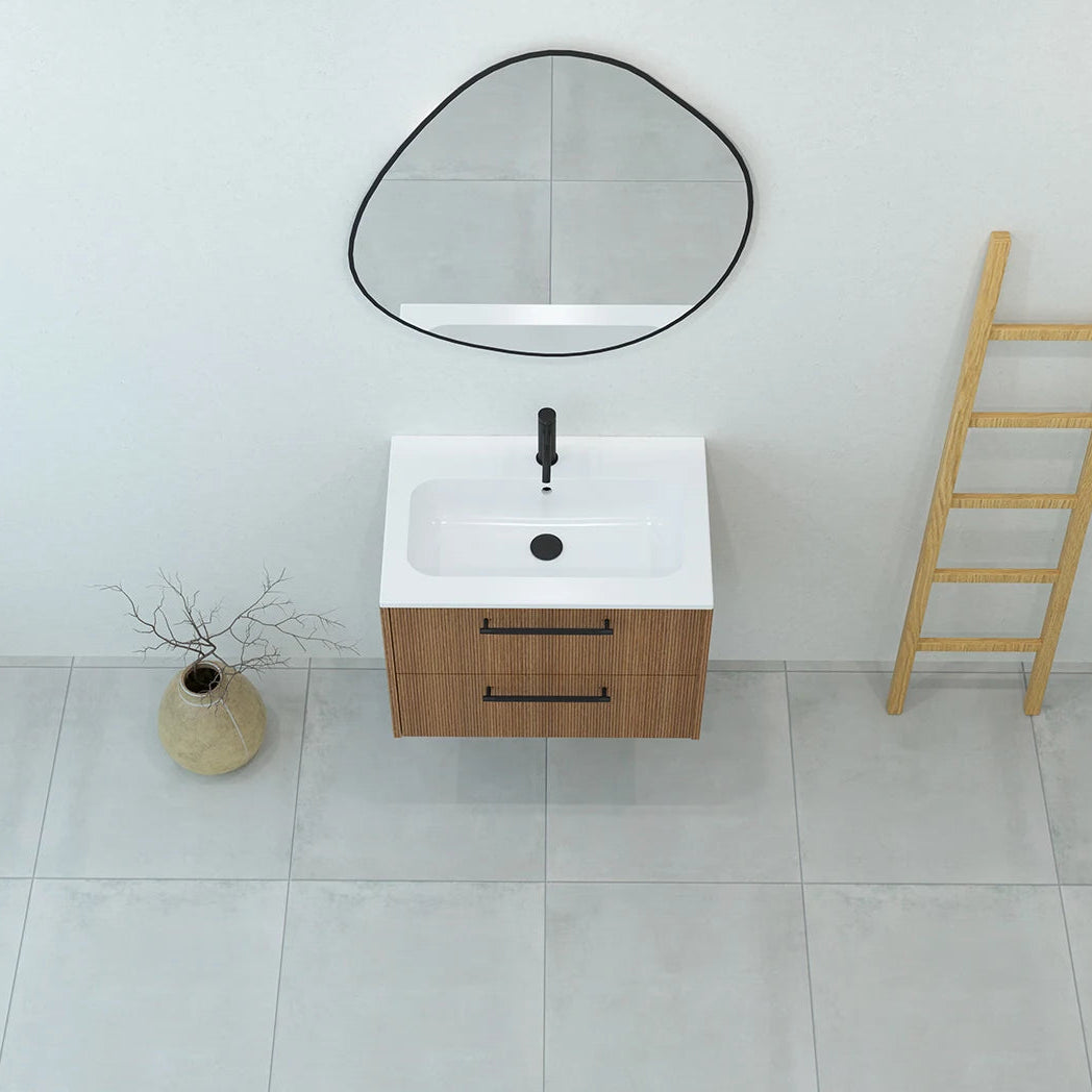 Meuble de salle de bain 2 tiroirs, 70 cm, Chêne noisette, SILLAGE