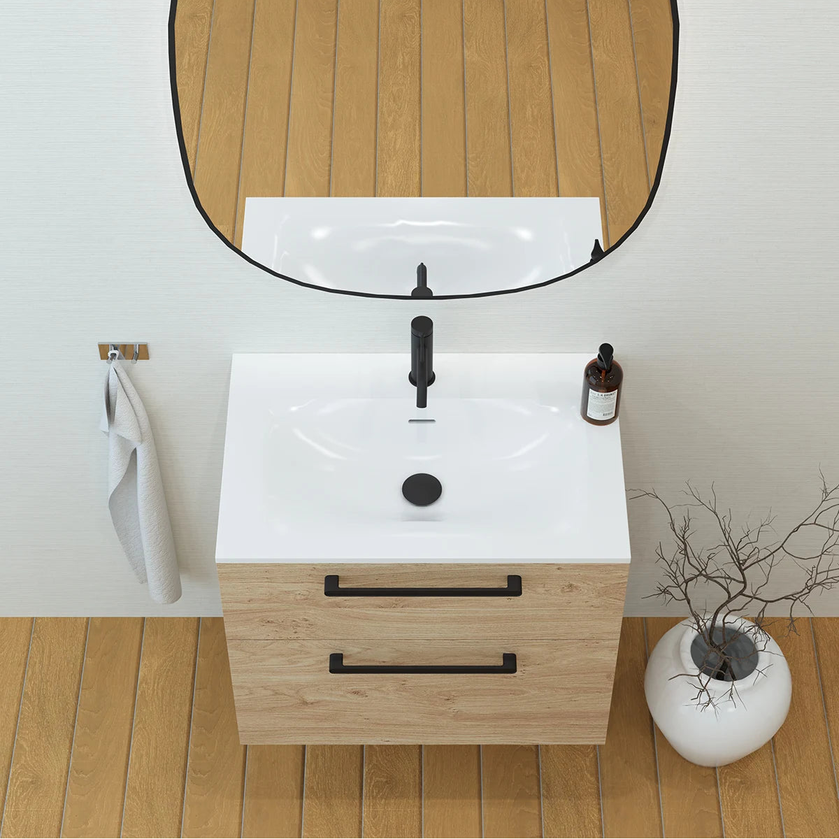 Meuble vasque salle de bain 70cm, Chêne Sanremo, ZENO