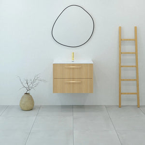 Meuble de salle de bain strié, 70 cm, Chêne doré, SILLAGE