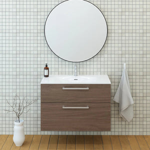 Meuble vasque salle de bain 90cm, Noyer tabac, ZENO