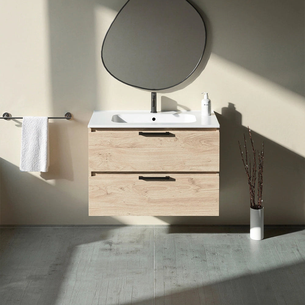 Meuble vasque salle de bain 90cm, Chêne Sanremo, TEMPO