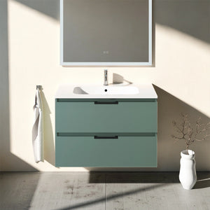 Meuble vasque salle de bain 90cm, Amande Mat, TEMPO