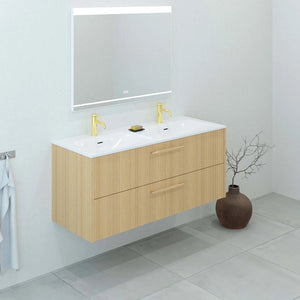Meuble de salle de bain strié, 120 cm, Chêne doré, SILLAGE