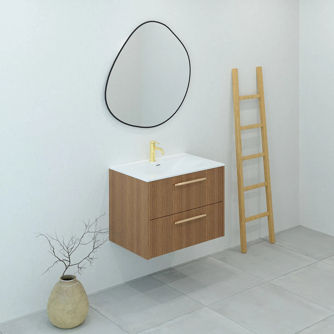 Meuble de salle de bain 2 tiroirs, 70 cm, Chêne noisette, SILLAGE