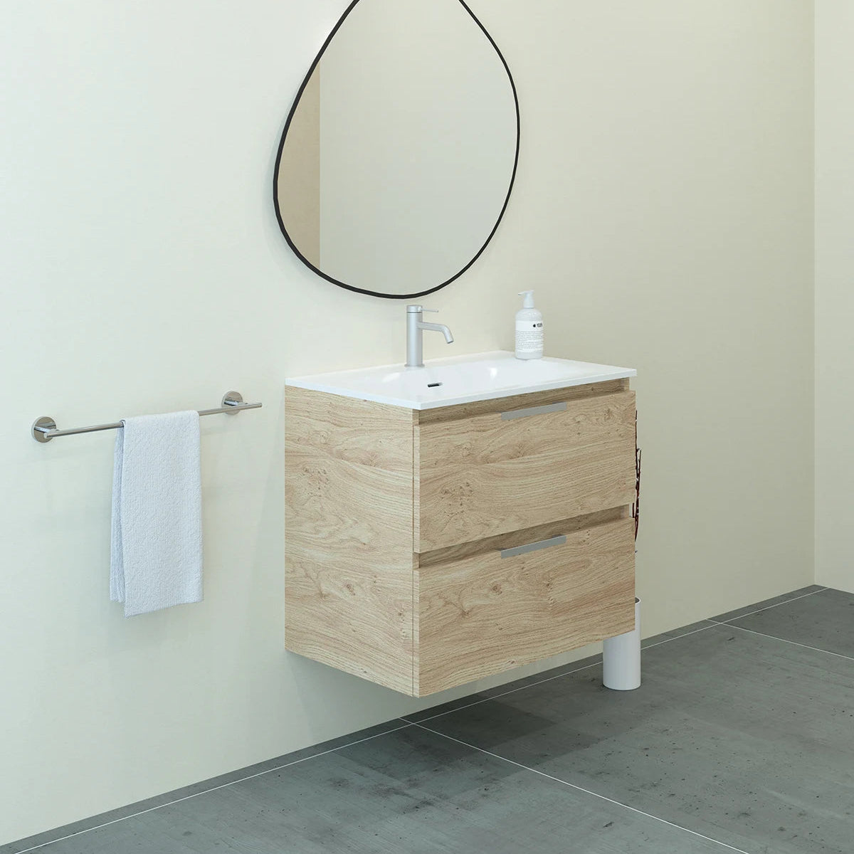 Meuble vasque salle de bain 70cm, Chêne Sanremo, TEMPO