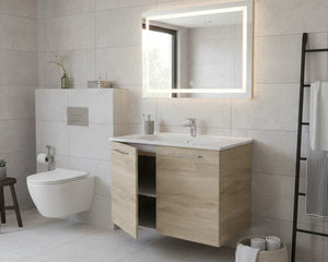 Meuble salle de bain à portes et plan vasque STUDIO 81 cm