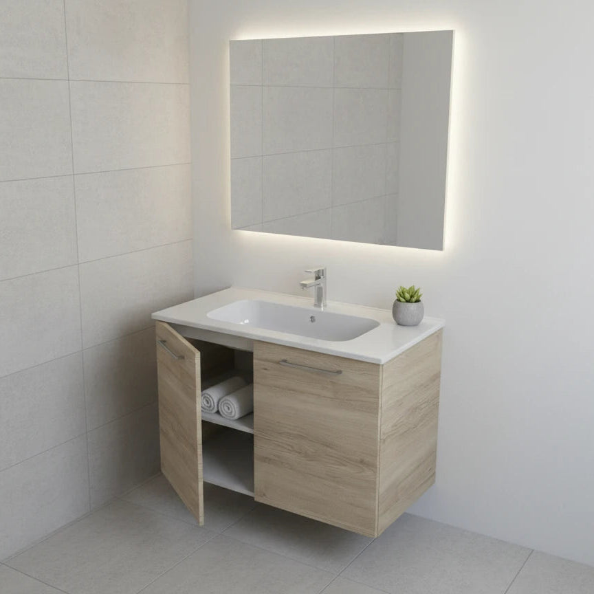 Meuble salle de bain à portes et plan vasque STUDIO 81 cm