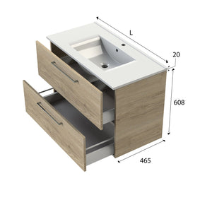 Meuble salle de bain tiroirs et plan vasque STUDIO 81 cm
