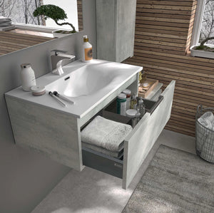 Meuble vasque salle de bain 70cm, Noyer Tabac, TEMPO