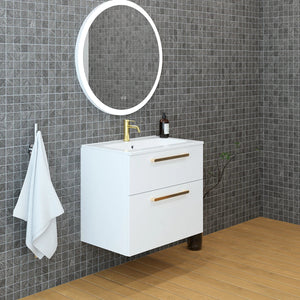 Meuble vasque salle de bain 70cm, Blanc brillant, ZENO