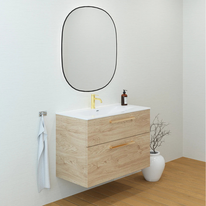 Meuble vasque salle de bain 90cm, Chêne Sanremo, ZENO