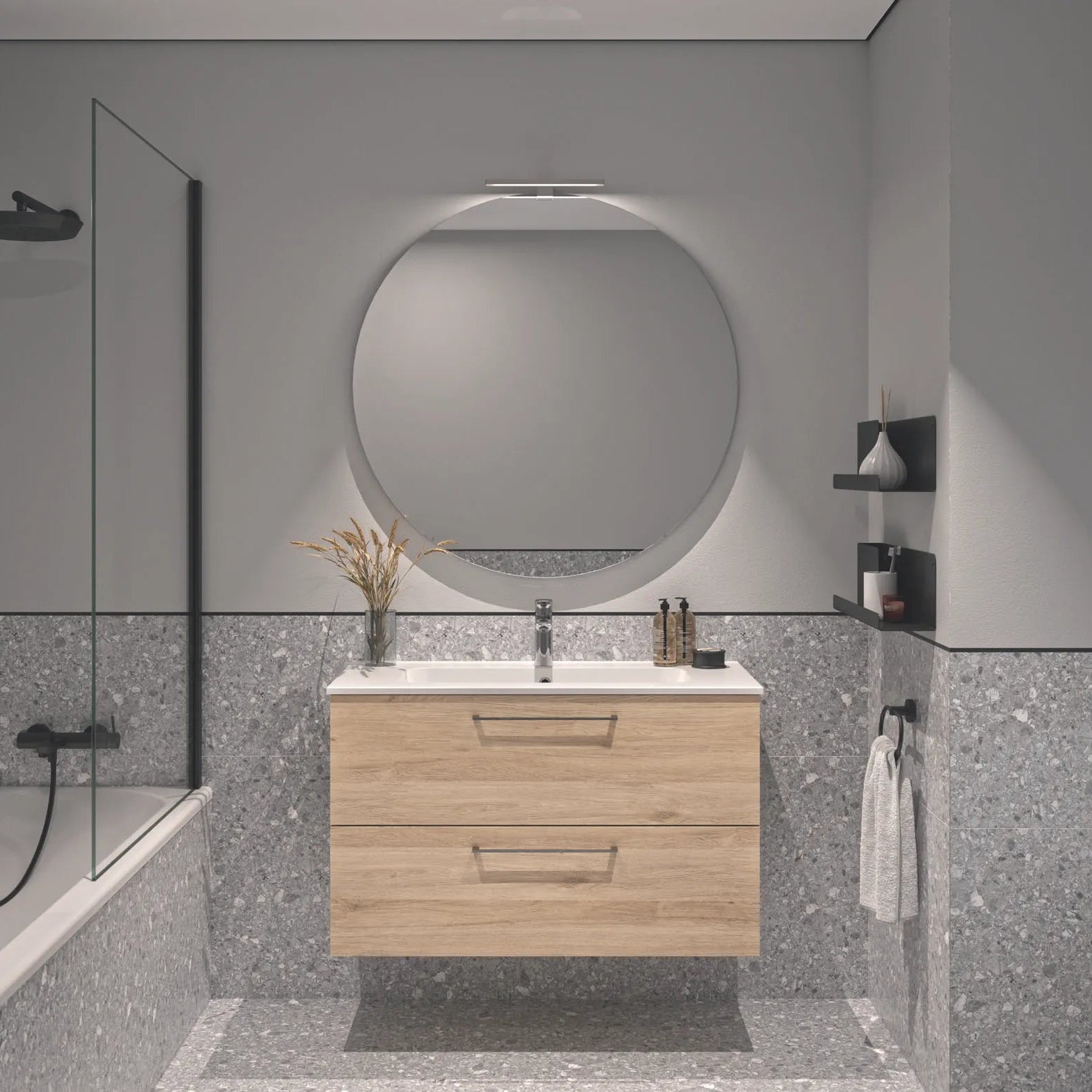 Meuble salle de bain tiroirs et plan vasque STUDIO 81 cm