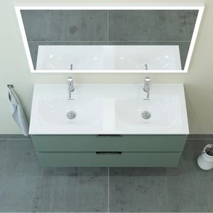 Meuble double vasque salle de bain 120cm, Amande Mat, TEMPO