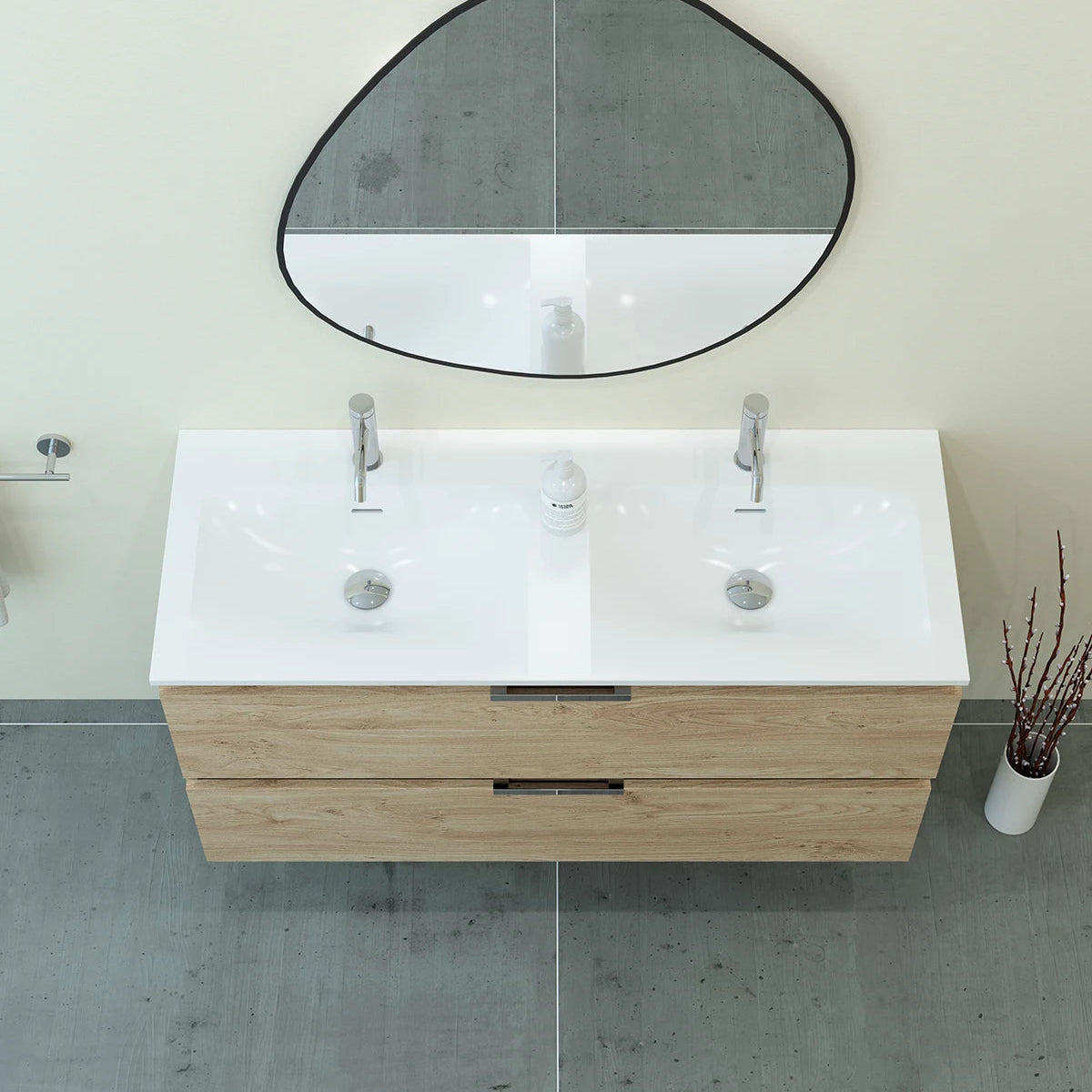 Meuble double vasque salle de bain 120cm, Chêne Sanremo, TEMPO