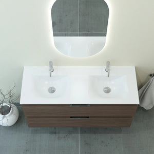 Meuble double vasque salle de bain 120cm, Noyer tabac, TEMPO