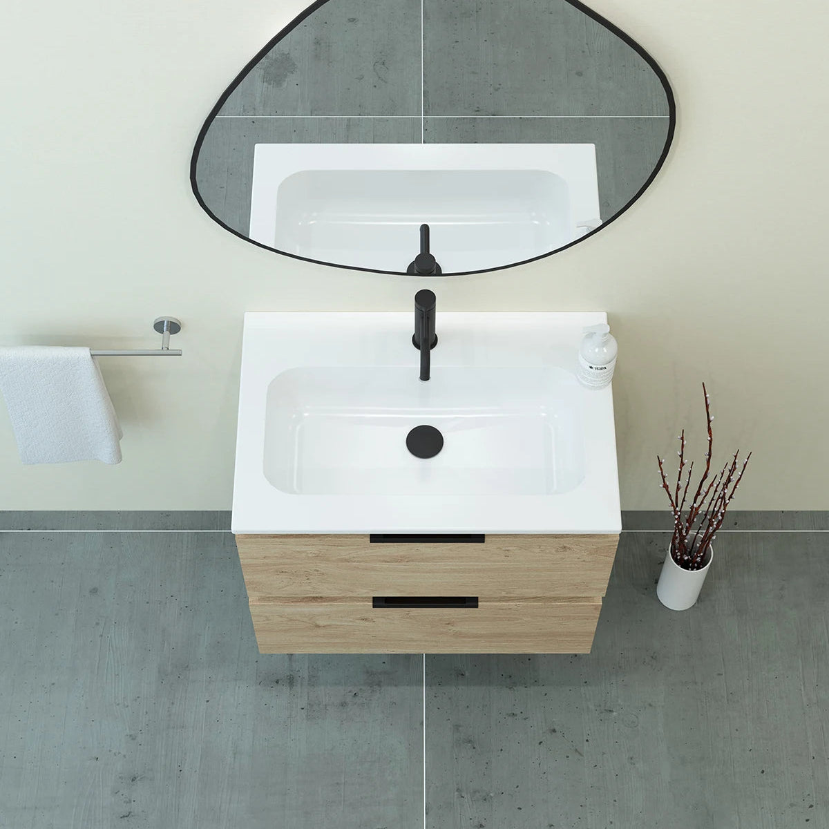 Meuble vasque salle de bain 70cm, Chêne Sanremo, TEMPO