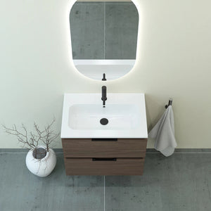 Meuble vasque salle de bain 70cm, Noyer Tabac, TEMPO