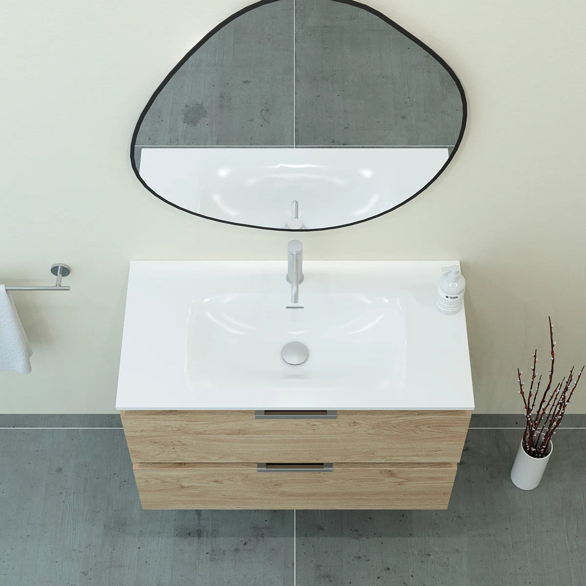 Meuble vasque salle de bain 90cm, Chêne Sanremo, TEMPO