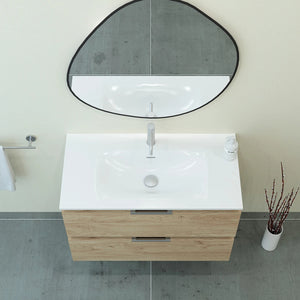 Meuble vasque salle de bain 90cm, Chêne Sanremo, TEMPO