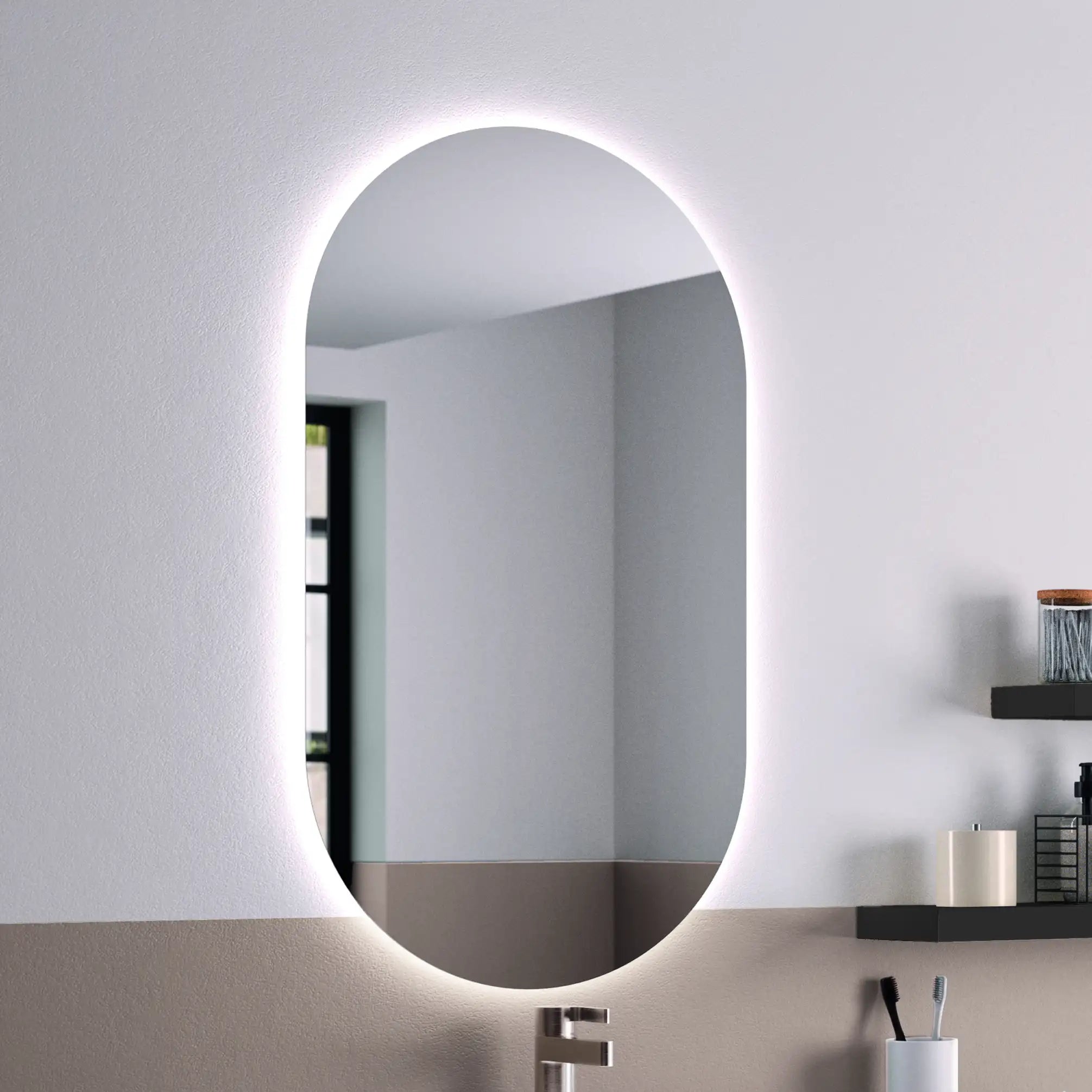 Miroir ovale rétroéclairage LED salle de bain antibris 50X90 SORA