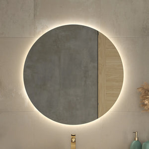 Miroir rond éclairant LED antibris cadre en retrait LUME