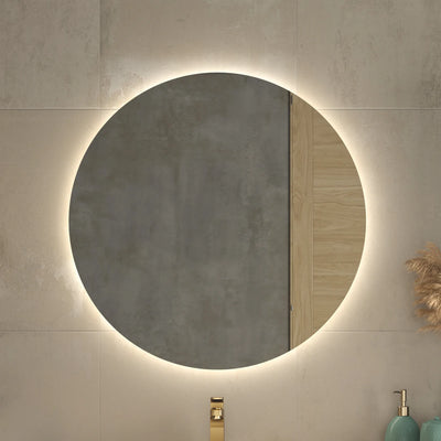 Miroir rond éclairant LED antibris cadre en retrait LUME