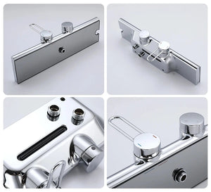 Colonne de douche 4 voies avec mitigeur thermostatique, 2 formes de tête, chrome AGUALE