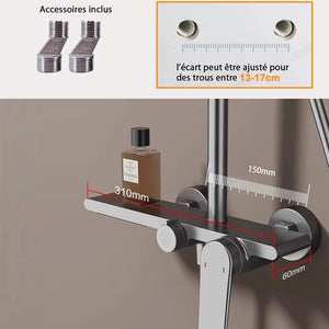 Colonne de douche ou bain douche, avec mitigeur mécanique, 3 voies, noir mat RIVIERAS