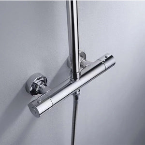 Colonne de douche ronde avec mitigeur mécanique, 2 voies, chrome SERENYS