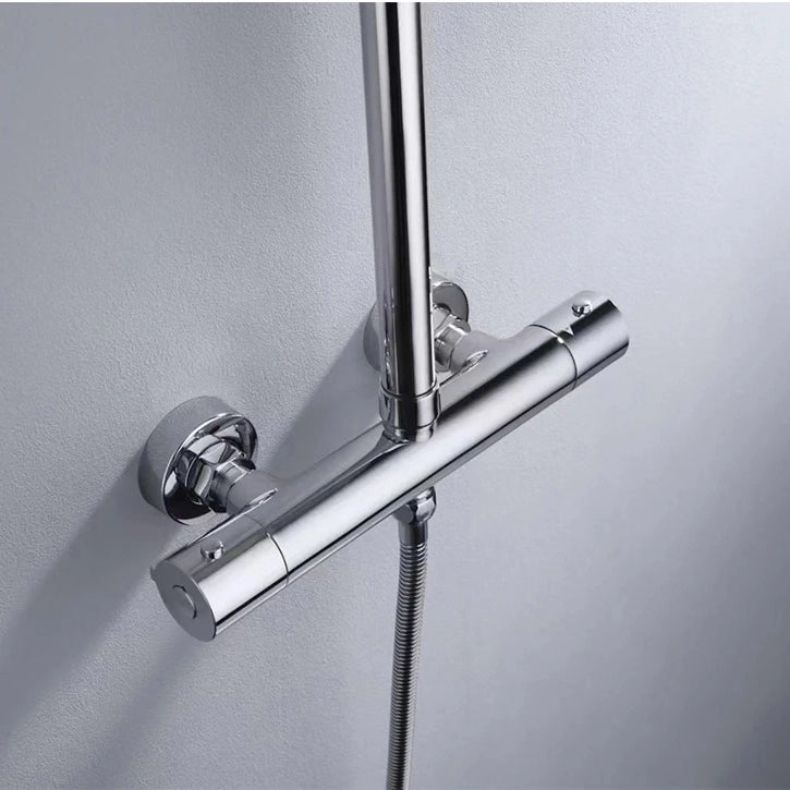 Colonne de douche ronde avec mitigeur mécanique, 2 voies, chrome SERENYS