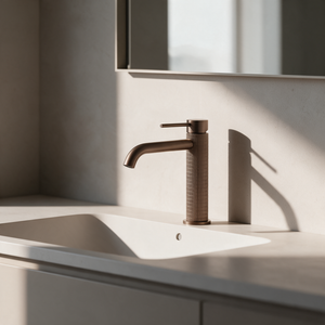 Robinet Lavabo Or Rose brossé Strié 16cm/31cm 'Tuile'