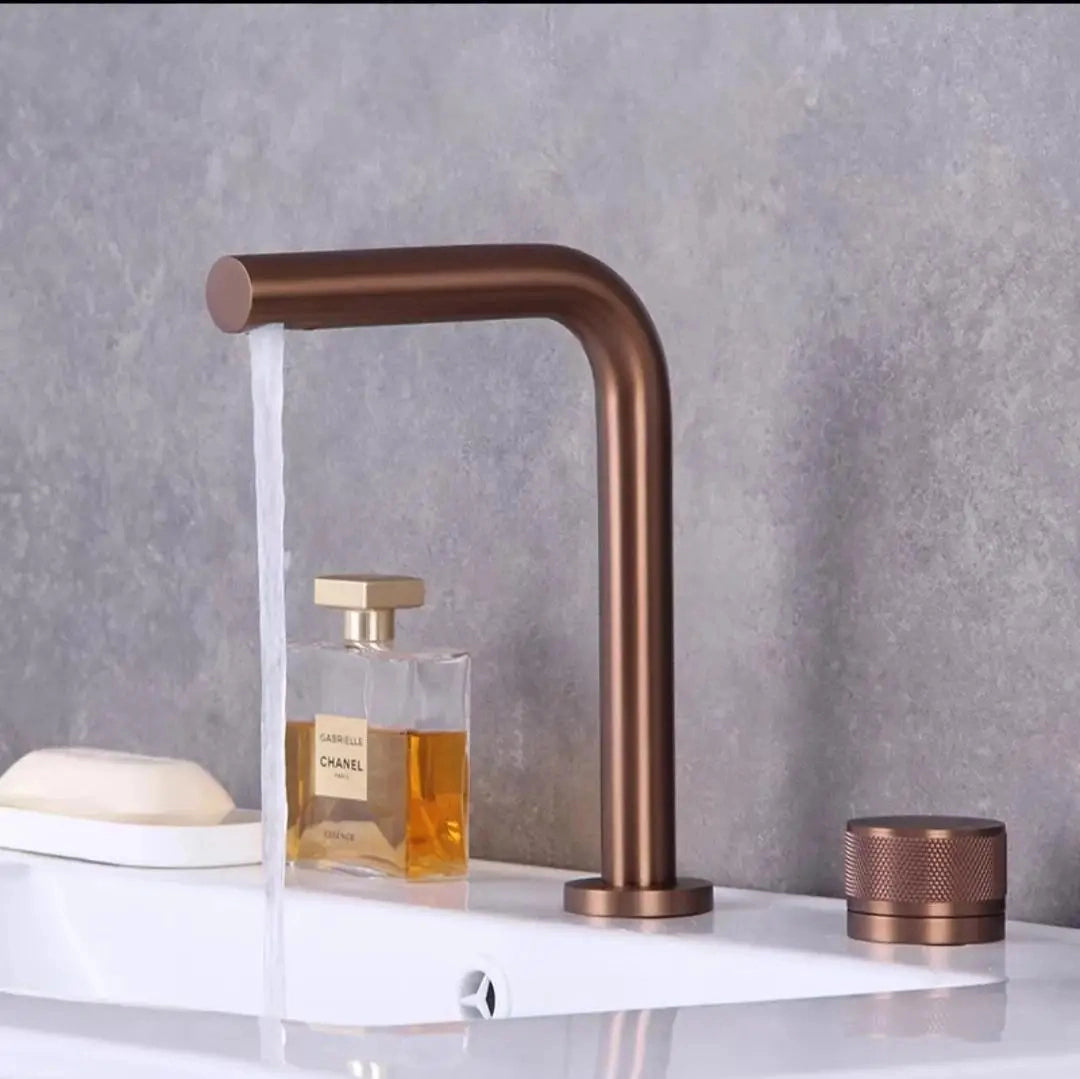 Mitigeur lavabo 2 trous, 2 hauteurs or rose NEO