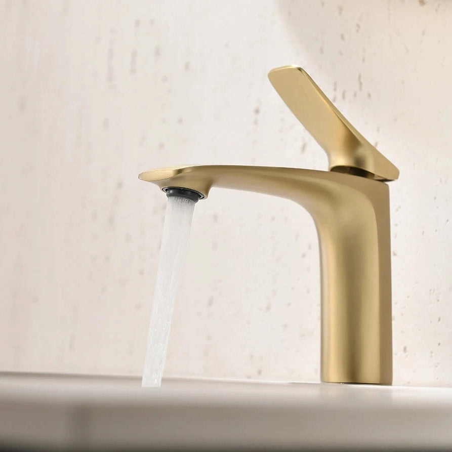 Robinet mitigeur salle de bain, 14cm, or brossé SULFA