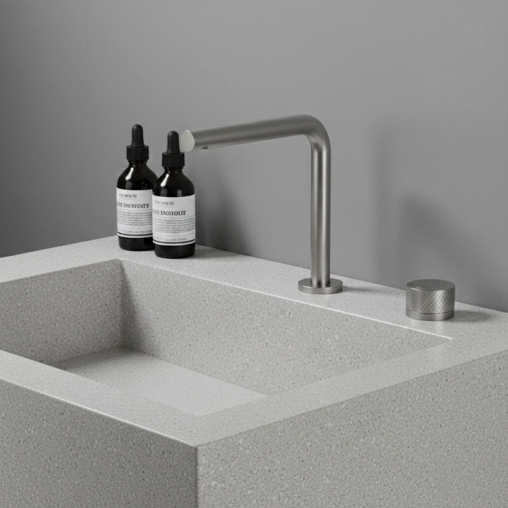 Mitigeur lavabo 2 trous, 2 hauteurs argent brossé NEO