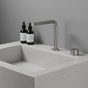 Mitigeur lavabo 2 trous, 2 hauteurs argent brossé NEO
