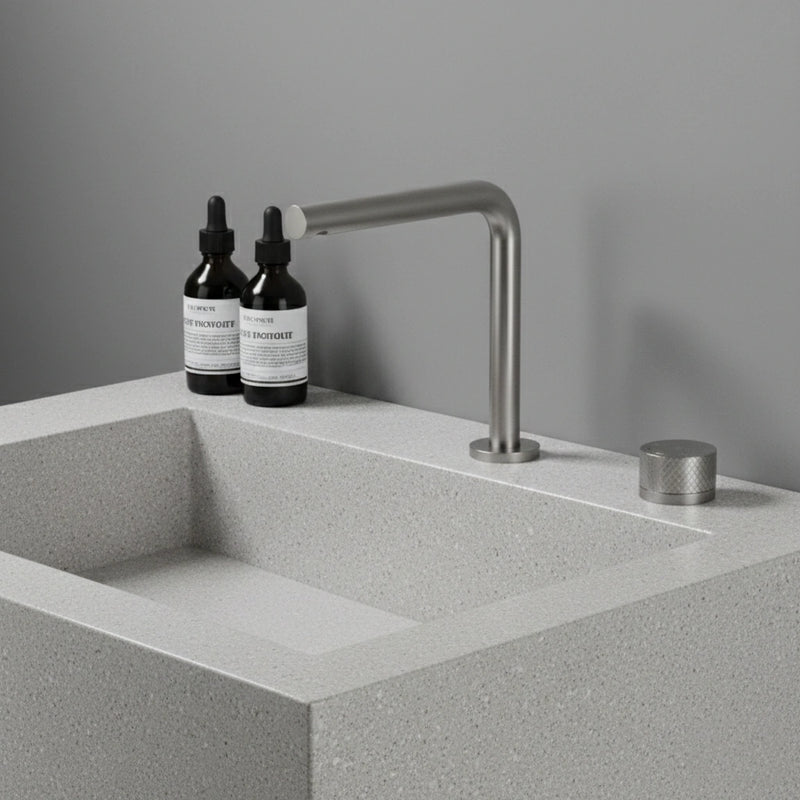 Mitigeur lavabo 2 trous, 2 hauteurs argent brossé NEO