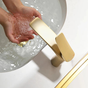 Robinet mitigeur salle de bain, 14cm, or brossé SULFA