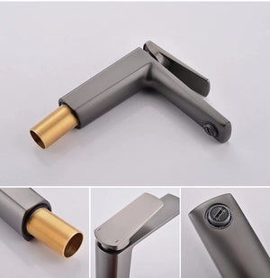 Mitigeur lavabo gris métallisé design LINEA 15,5cm