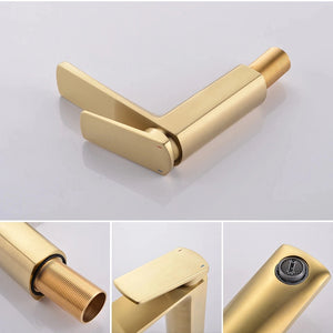 Mitigeur lavabo doré design LINEA 15,5cm