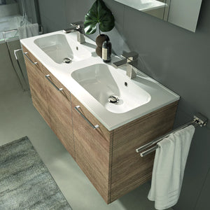 Plan vasque gauche salle de bain Marbre reconstitué 90cm blanc brillant